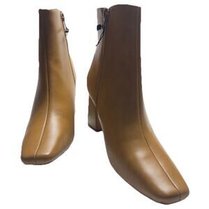 Journee Collection Brown Ankle Boots Womens 8 Block Heel Side Zip New